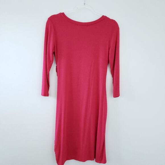 Gibson Red Dress Side Ruching Flattering Modal - Picture 3 of 7